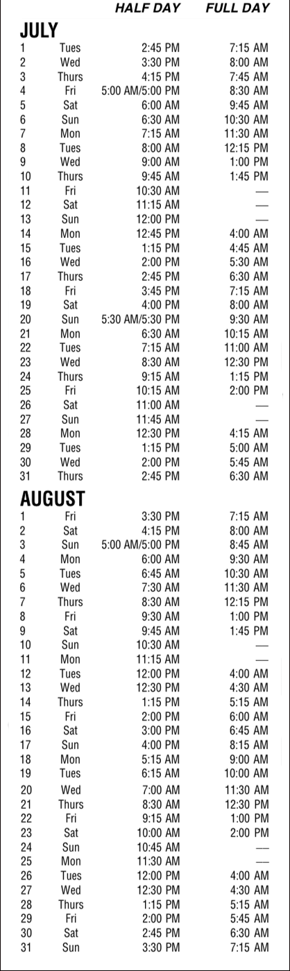 Hindsight Sportfishinging 2025 Schedule