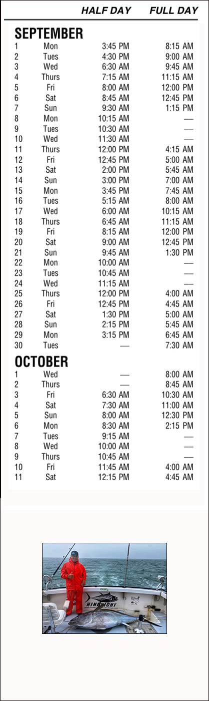 Hindsight Sportfishinging 2025 Schedule